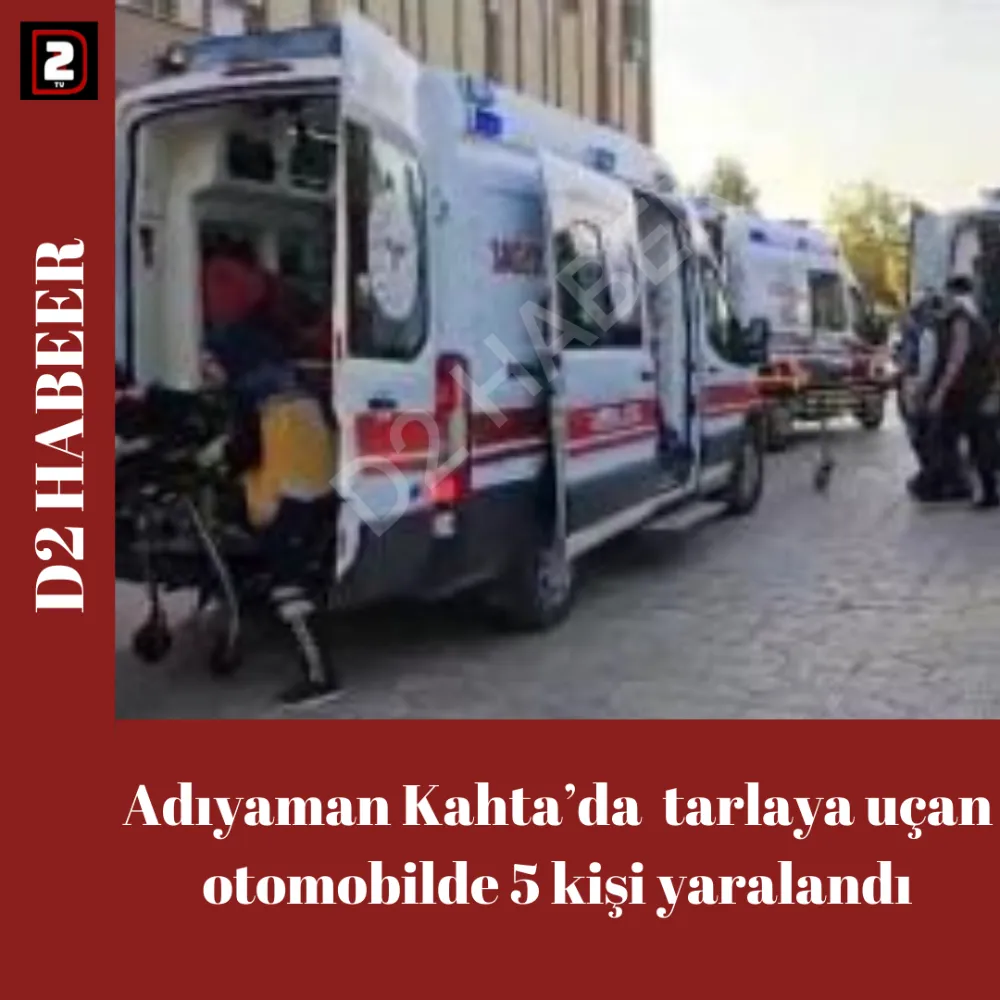 Adıyaman Kahta’da  tarlaya uçan otomobilde 5 kişi yaralandı