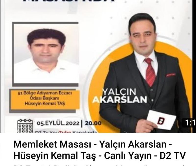 ECZACILAR ODASI BAŞKANI HÜSEYİN KEMAL TAŞ  D2 YE KONUK OLDU VE ÖNEMLİ AÇIKLAMALARDA BULUNDU